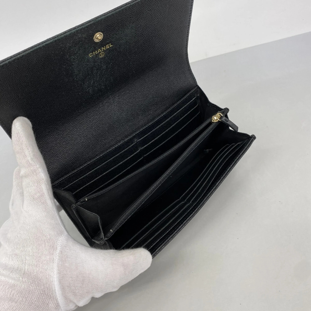 CHANEL Authentic Black Caviar Leather Wallet - Picture 3 of 9
